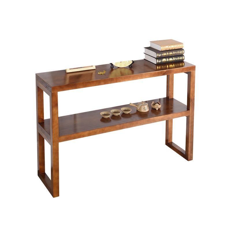 Solid Wood Console Table Wood Frame Accent Table with 1-shelf