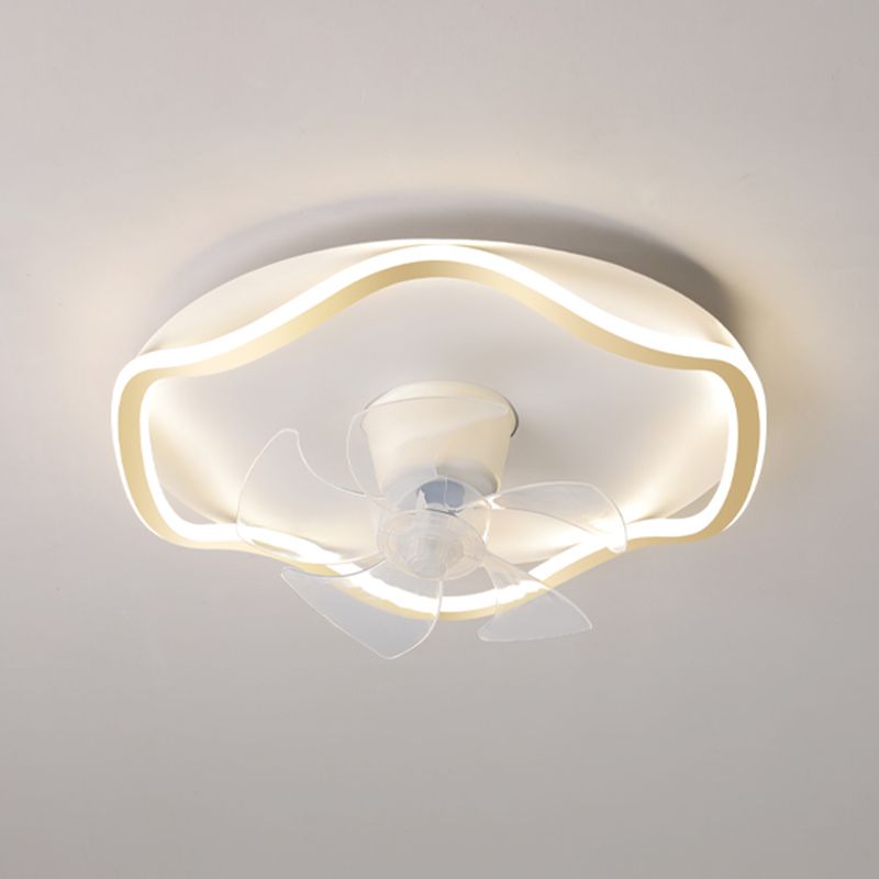 Nordic Style LED Ceiling Fan Wave Fan Lighting in White for Bedroom