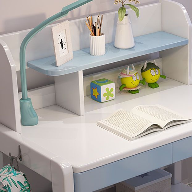 Contemporary Study Desk with Storage Shelves and 2 Drawers in Solid Wood