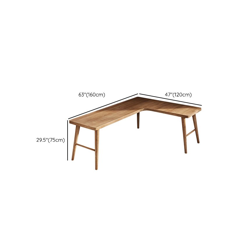 Industrial Office Desk Solid Wood L-Shape Writing Desk for Bedroom