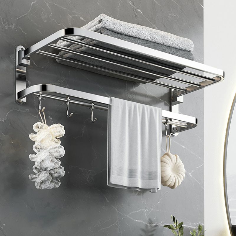 Polished Chrome Modern Bathroom Accessory Set in Stainless with Bath Shelf/Towel Bar