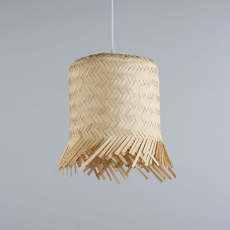 Lampada a sospensione contorta a mano giapponese Bamboo 1 testa 8 "/10" BEIGE APPEGGIO LUCE CHE