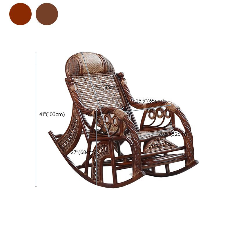 Traditional Rocking Chair Rattan Built-in Armrest Indoor Rocking Chair