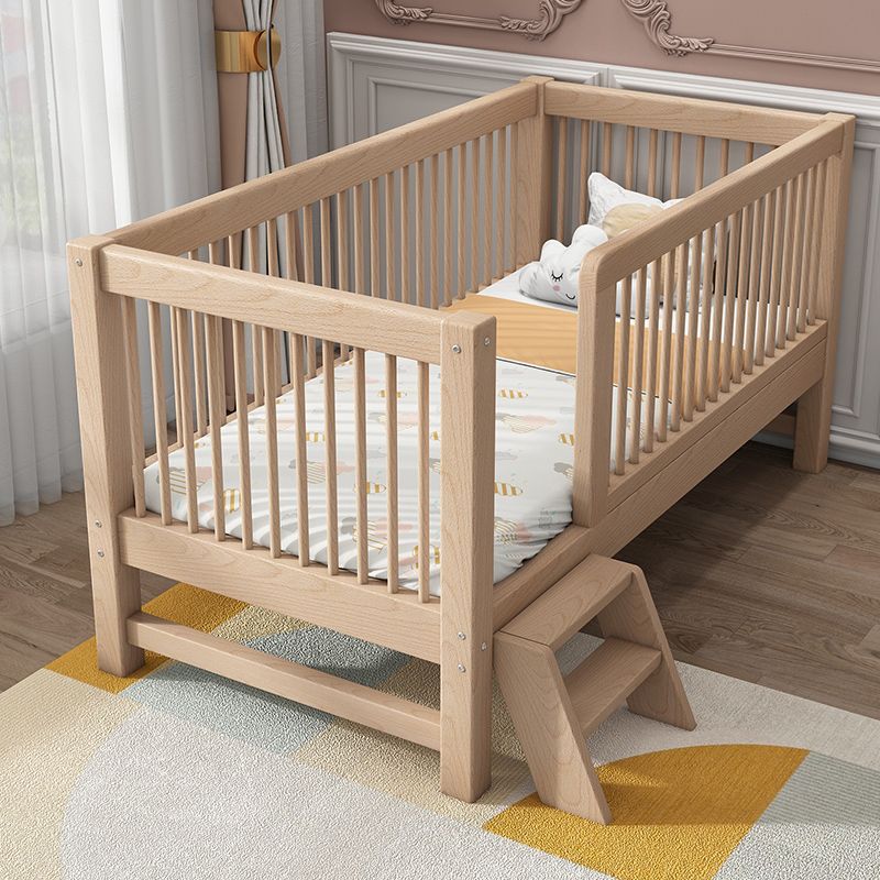 Solid Wood Crib 2-in-1 Convertible Crib with Mattress and Guardrails