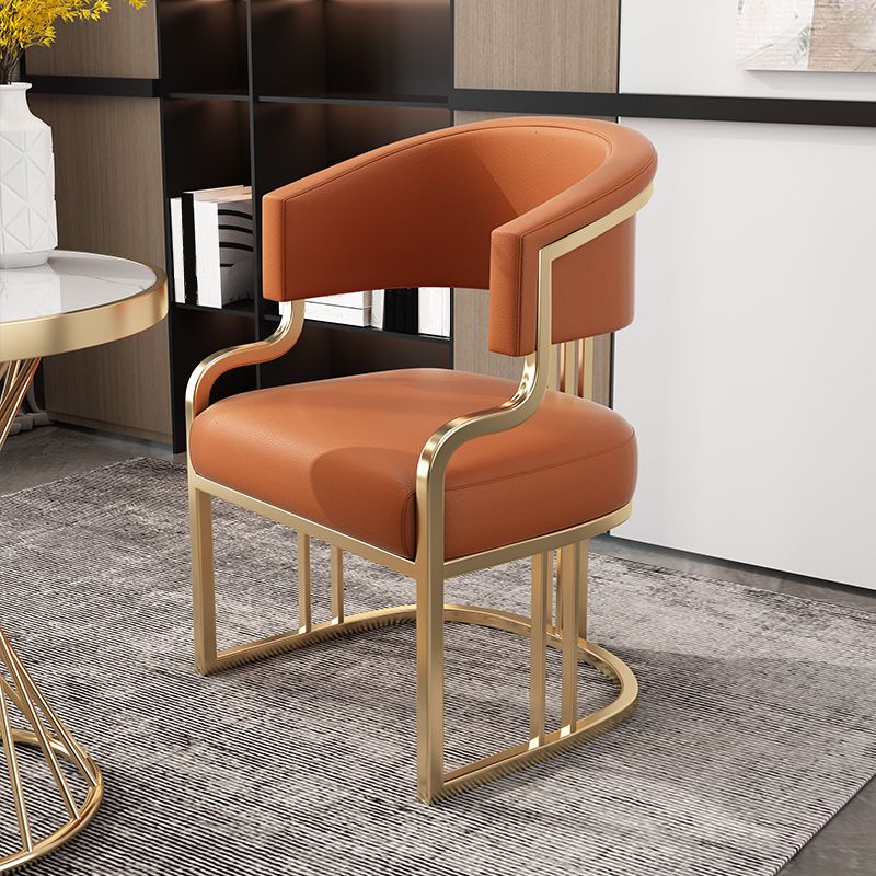 Glam Indoor Gold Base Open Back Upholstered Dining Arm Chair