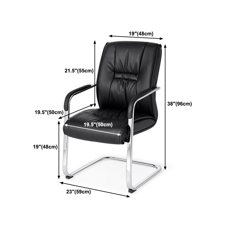 Modern Leather Management Office Chair Fixed Arms Office Chair