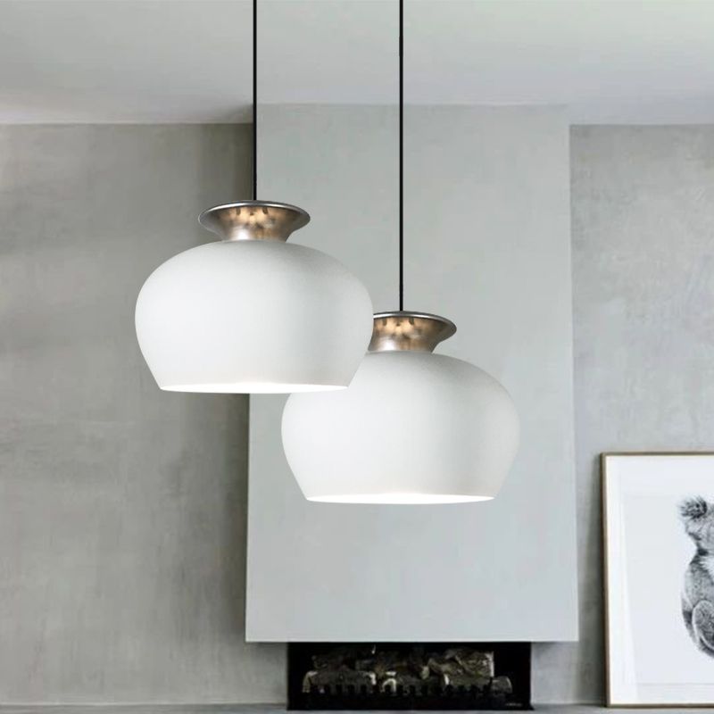 1 Bulb Pendant Lighting Freeture Tavolo da pranzo Nordico appeso Light con tonalità di alluminio invertita in nero/grigio/bianco