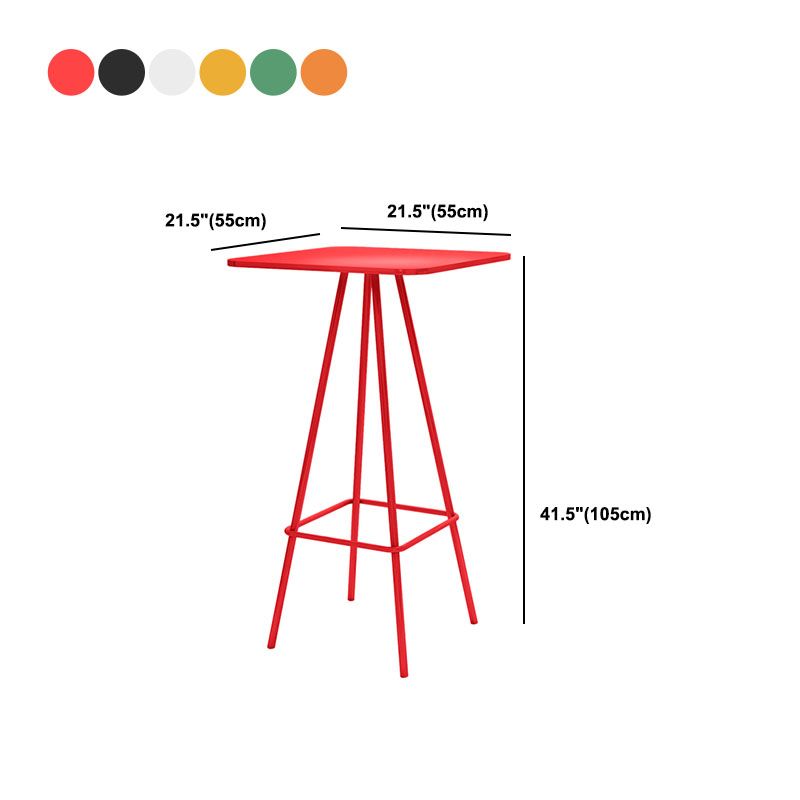 Iron Bar Dining Table Industrial Square Bar Table with 4 Legs Pedestal for Courtyard