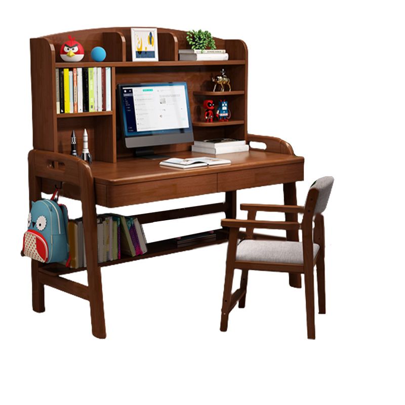 Contemporary Adjustable Writing Table in Solid Wood with 2 Drawers