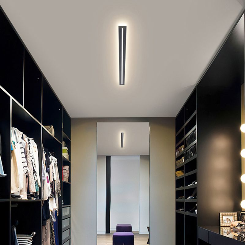 Minimalism Linear Flush Mount Ceiling Light Fixture in Black for Hallway