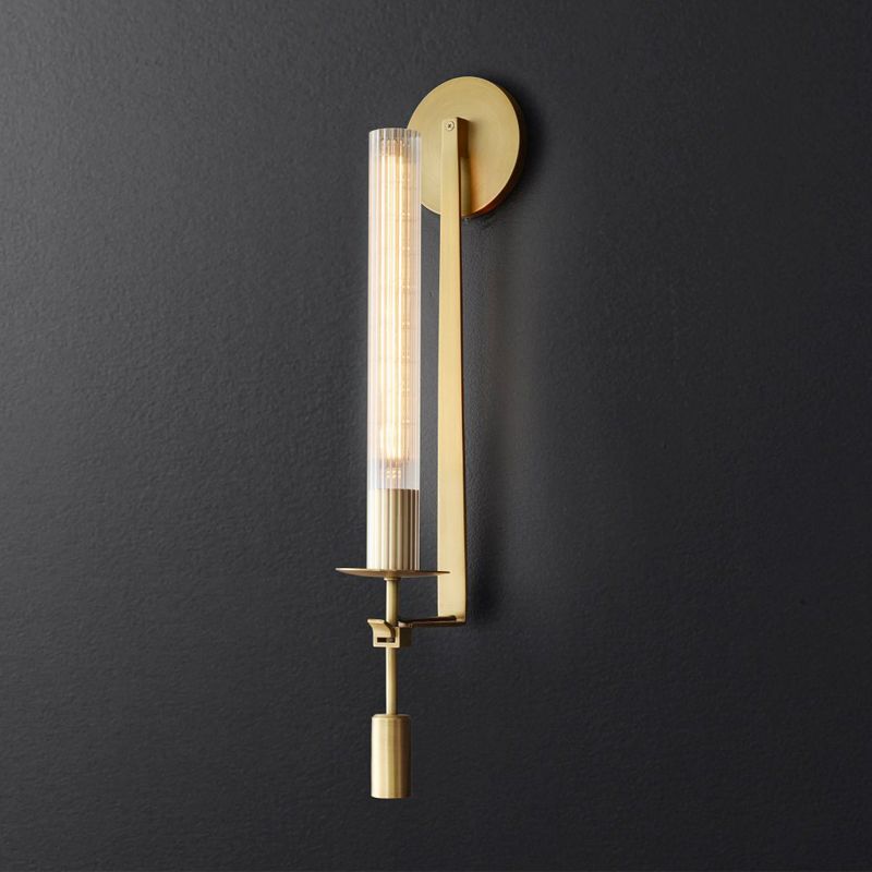 Traditional Simplicity Cylinder Vanity Sconce Lights Clear Glass Wall Mount Light Fixture for Bathroom