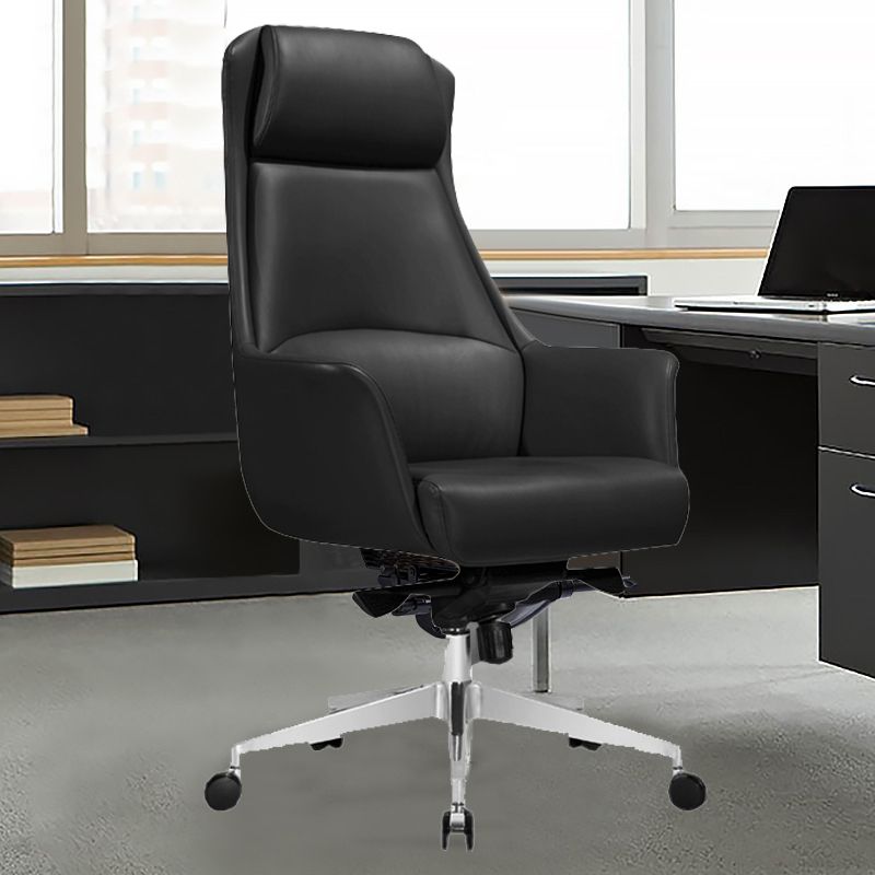 Ergonomic Faux Leather Task Chair with Padded Arms Contemporary Office Chair