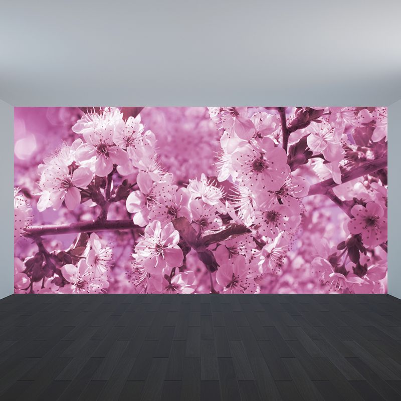 Whole Cherry Tree Mural Decal Pink Non-Woven Fabric Wall Art for House Decor, Custom