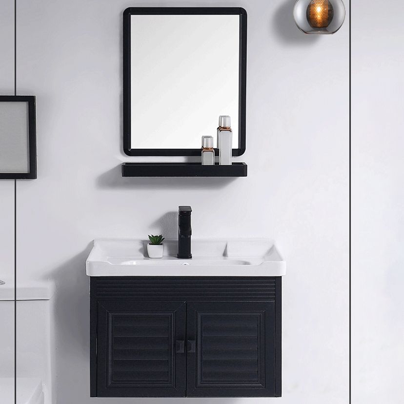 Modern Bathroom Vanity Metal Base Shelving Included Wall-Mounted Space Saver Vanity