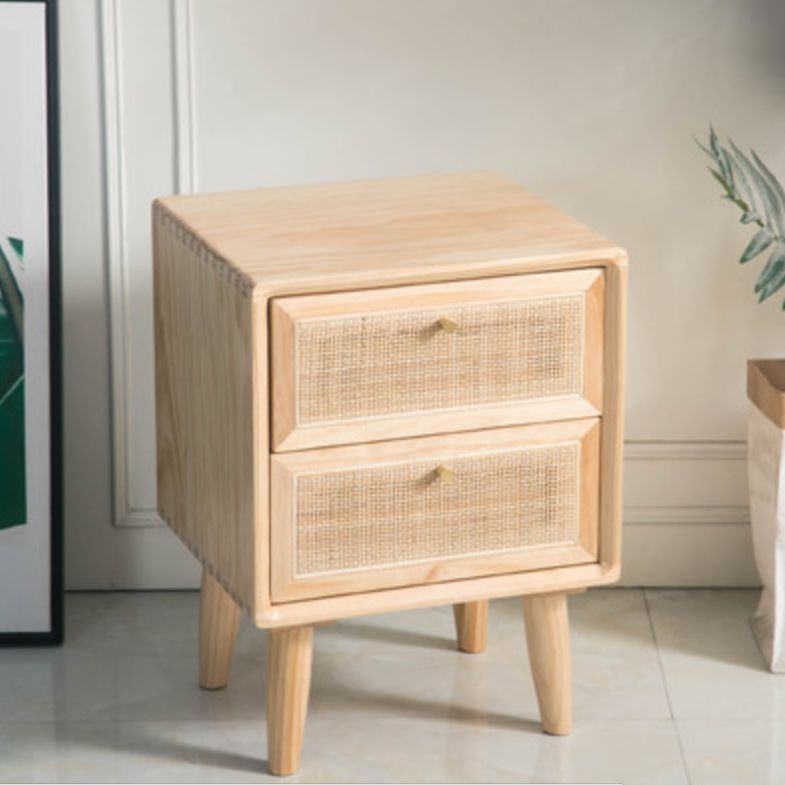 Rattan Bedside Table Modern Minimalist Night Table with Legs