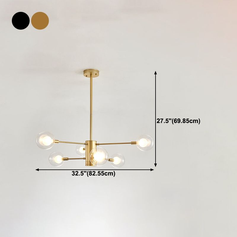 Spherical Shape Chandelier Light Modern Style Glass Multi Light Hanging Lamp for Bedroom