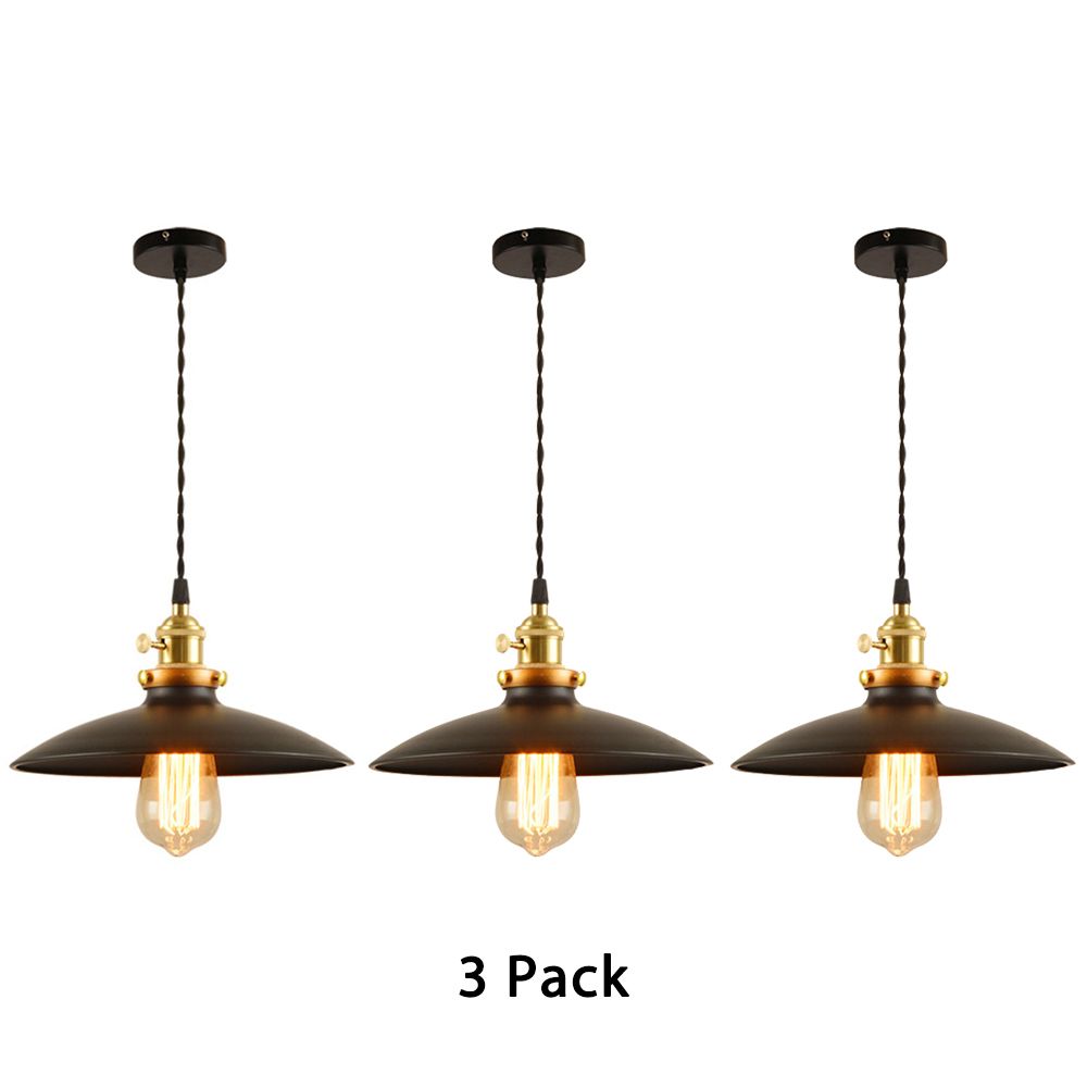 Industriële stijl kom hanger lamp 10 "/12,5" breed 1 licht metaalhanglicht in zwart/wit/rood over tafel