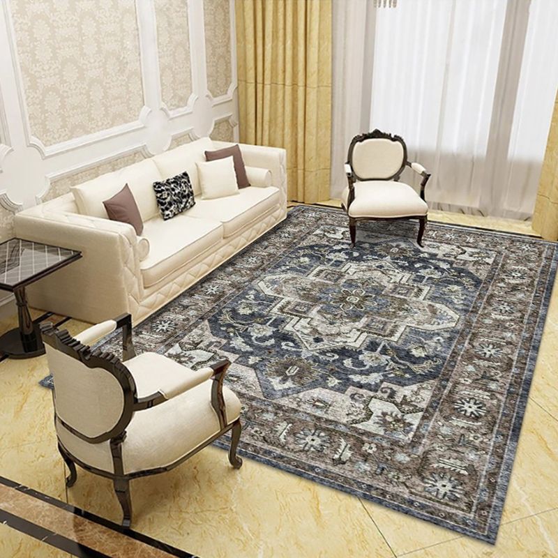 Moroccan Tile Indoor Rug Polyester Carpet Stain Resistant Area Carpet for Home Decoration