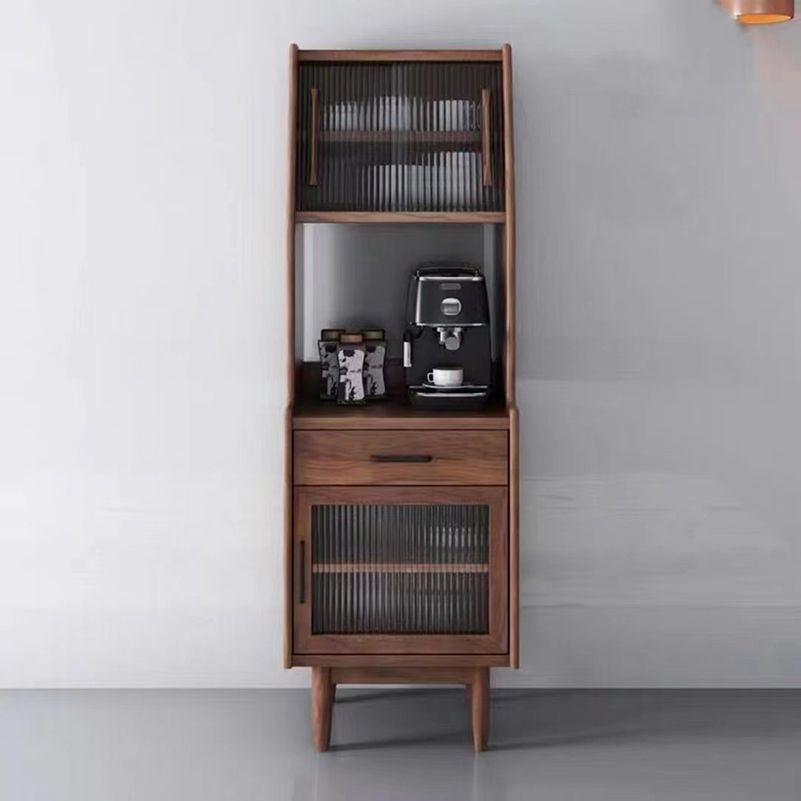 Modern Dining Hutch Pine Display Cabinet with Doors for Dining Room