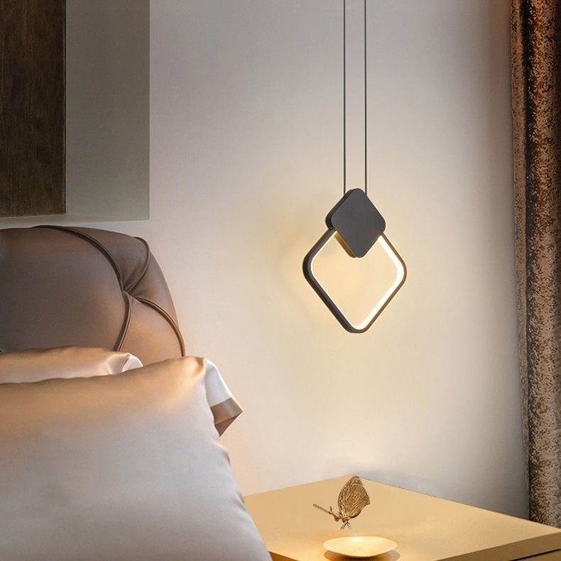 Nordic Style Metal Ceiling Lamp Geometry LED Pendant Light with Acrylic Shade for bedroom