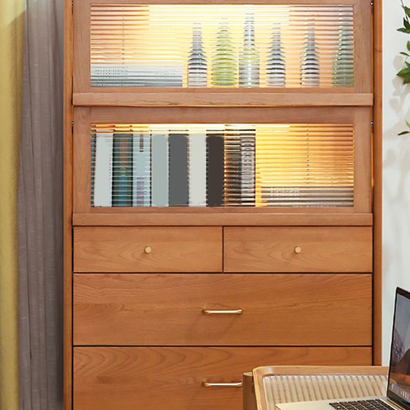 Modern Style Sideboard Cabinet Home Wooden Side Board with Glass Doors