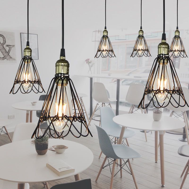 1 Light Flower Pendant Industrial Iron Ceiling Pendant with Hanging Cord for Bar