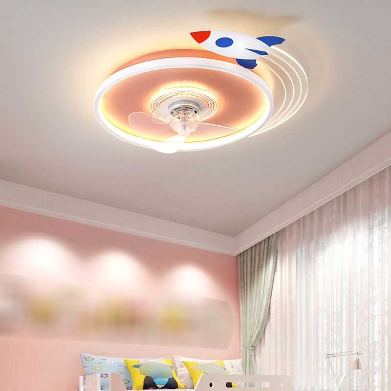 Metal Unique Shape Ceiling Fans Kid Style 2-Lights Ceiling Fan Lamp Fixture