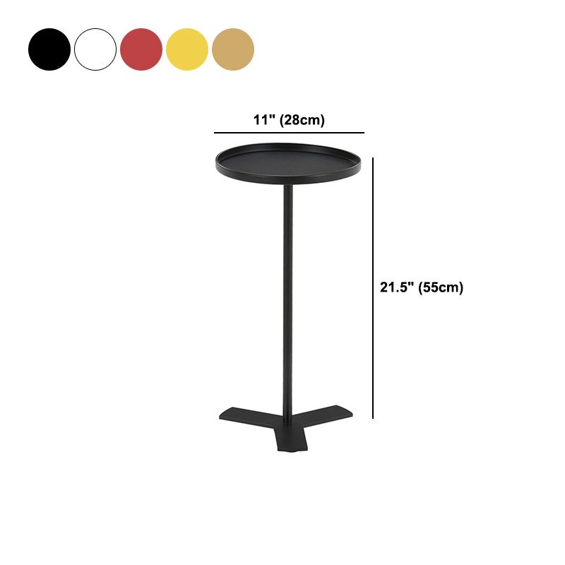 Iron Pedestal End Table Solid Color Round Metal Tray Top Side End Table