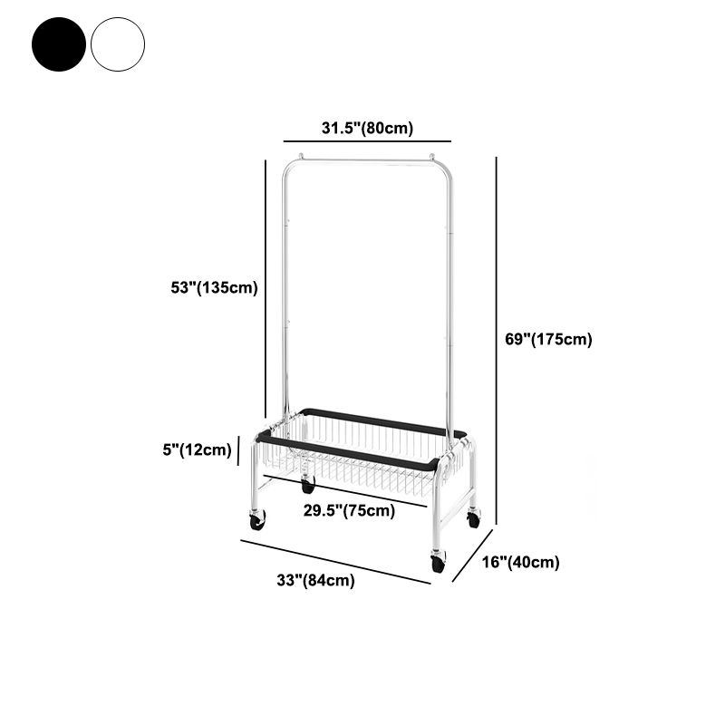 Contemporary Coat Rack Metal Storage Baskets Included Free Standing Silver Hall Tree