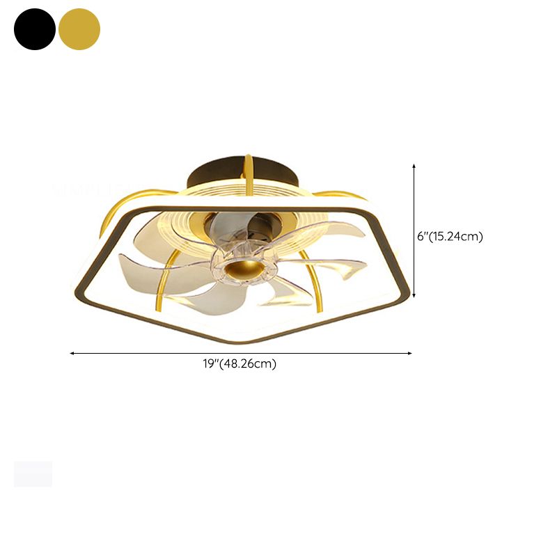 7-Blade Modernism Ceiling Fan Black/Golden Fan with Light for Bedroom