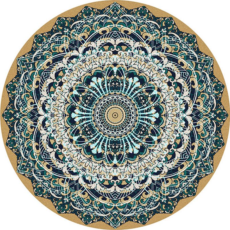 Alfombra de área de dormitorio multicolor alfombra de estampado marroquí de mandala