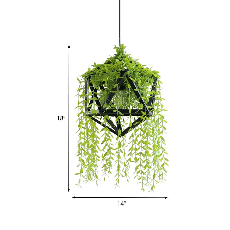 Illuminazione a ciondolo sfaccettato nero in metallo industriale 1 tocco sala da pranzo per soffitto appuntamento con finta vite deco