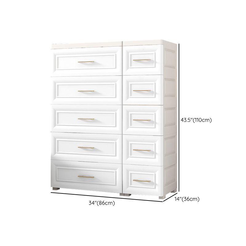 Modern Style Kid's Wardrobe White Plastic Wardrobe Closet for Bedroom