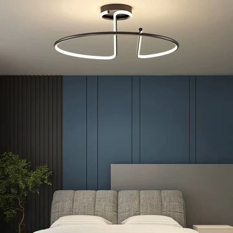 Semi Geometric Flush Mount Lighting Modern Metal Semi Flush Lamp