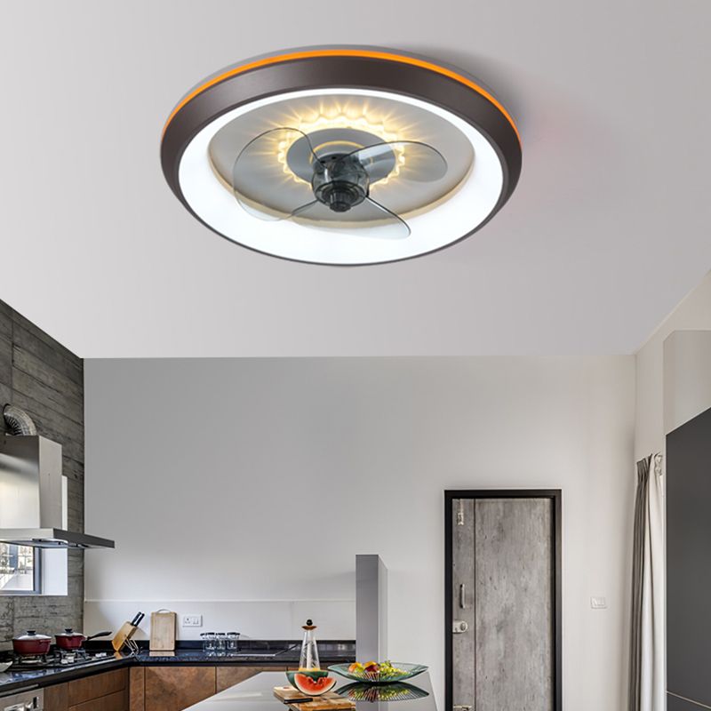 Modern Concise LED Ceiling Fan Light Lacquered Iron Circular Ceiling Fans with Acrylic Shade