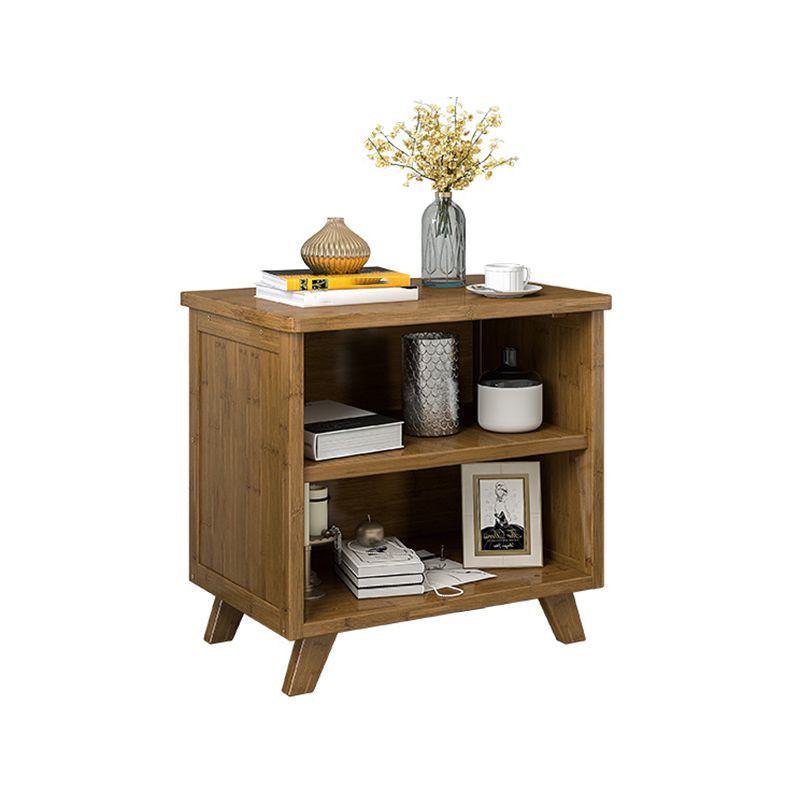 Modern Open Storage Night Table Solid Wood Brown Nightstand with Legs