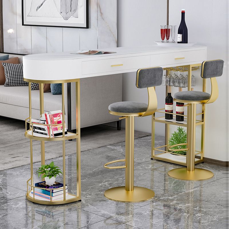 Marble Counter Table with Specialty Table Top Double Pedestal Table - 41.3" H