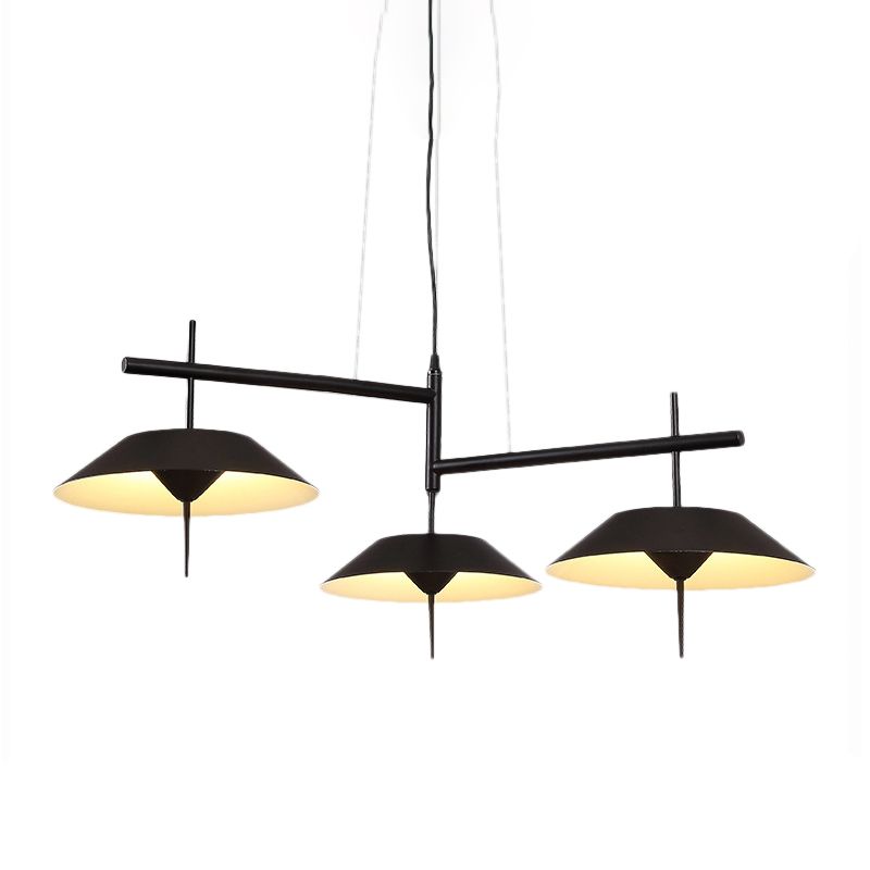 Half Conical Chandelier Simplicity Metal 3 Lights Black/White Hanging Pendant Light in Warm/White Light