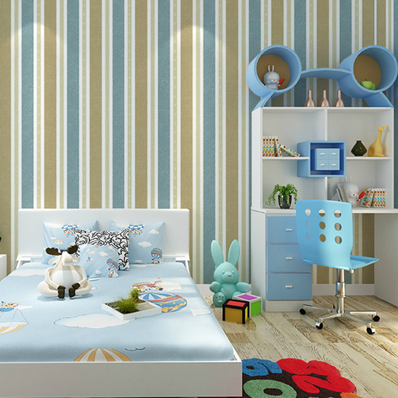 2 Tone Stripe Kids Wallpaper for Bedroom Non-Woven Wall Decoration, 31' L x 20.5" W