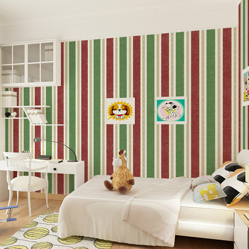 2 Tone Stripe Kids Wallpaper for Bedroom Non-Woven Wall Decoration, 31' L x 20.5" W