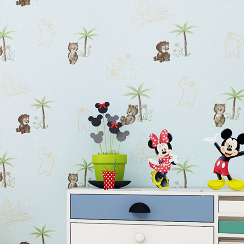 Self-Adhesive Wallpaper Novelty Bear Children Colorful Wall Covering with Removable Design