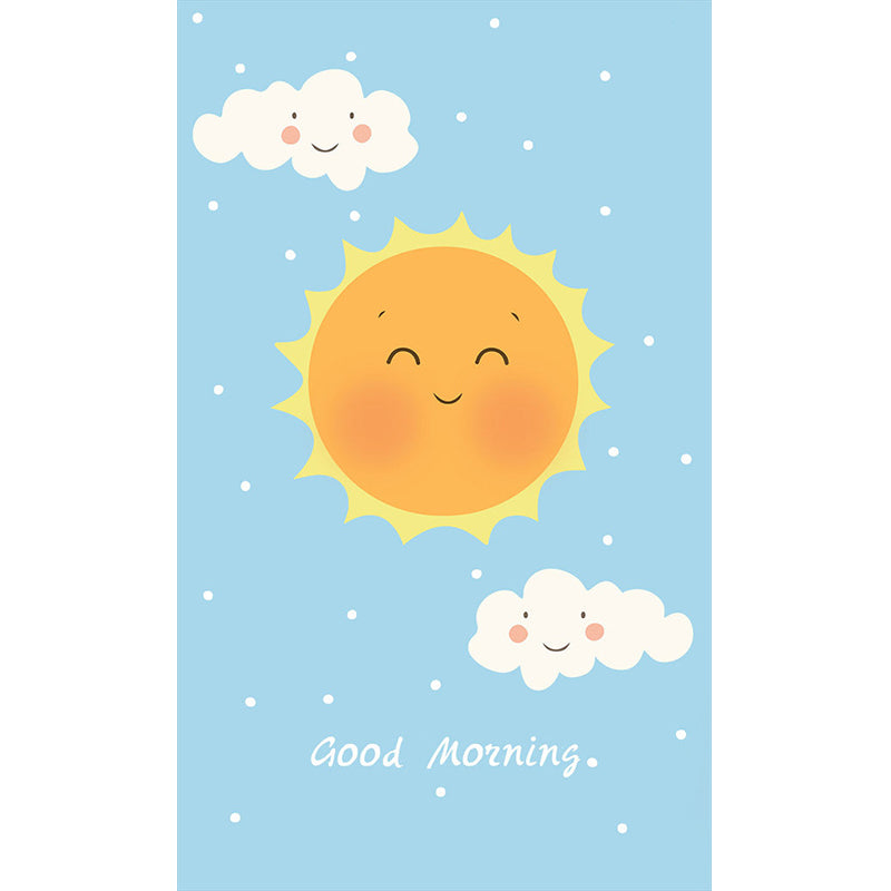 Smiling Sun and Cloud Mural Wallpaper Cartoon Waterproof Kids Bedroom Wall Decor