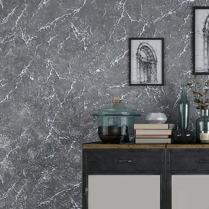 Industrial Faux Marble Wallpaper for Restaurant 54.2-sq ft Wall Covering in Dark Color