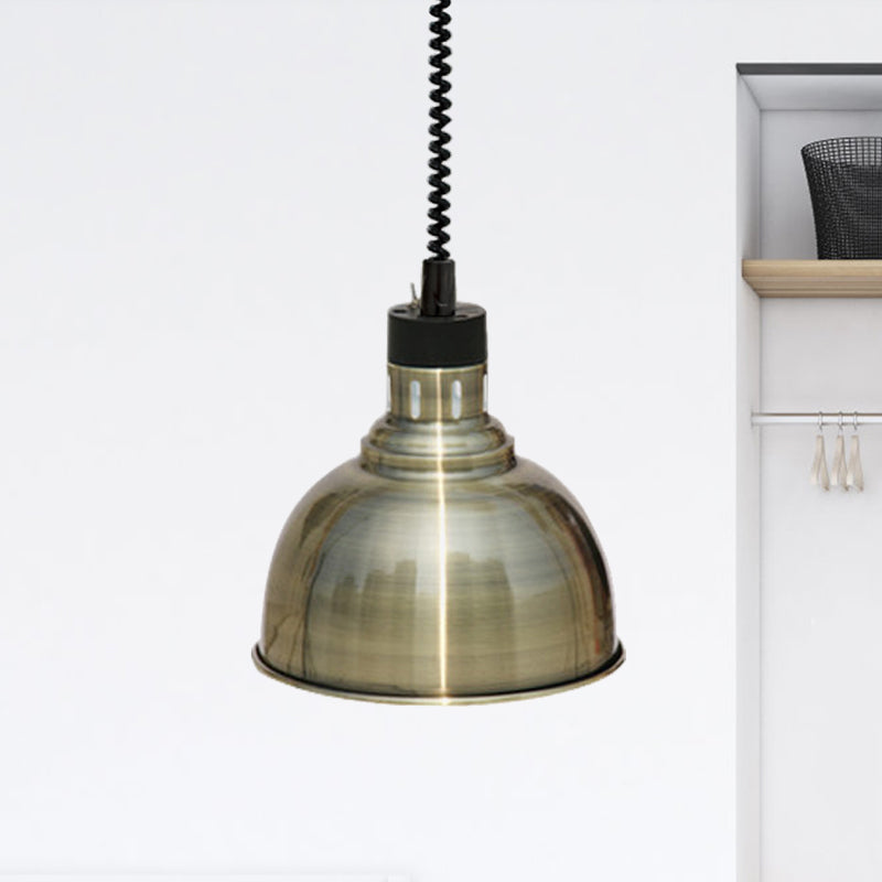 Lumière de suspension dôme élégante rétro extensible 1 Éclairage pendentif en métal de tête en bronze / cuivre pour intérieur