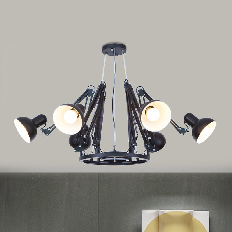 6-Lichtkuppel-Anhängerbeleuchtung mit Spinnen Design Retro Schwarz/Weiß-Metall-Kronleuchterleuchte mit einstellbarem Arm