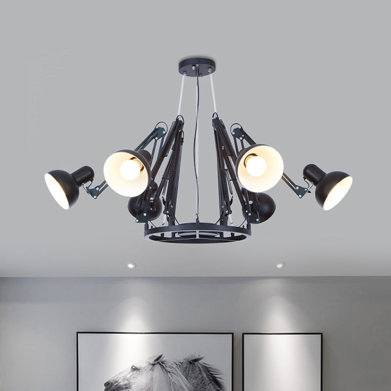 6-Lichtkuppel-Anhängerbeleuchtung mit Spinnen Design Retro Schwarz/Weiß-Metall-Kronleuchterleuchte mit einstellbarem Arm