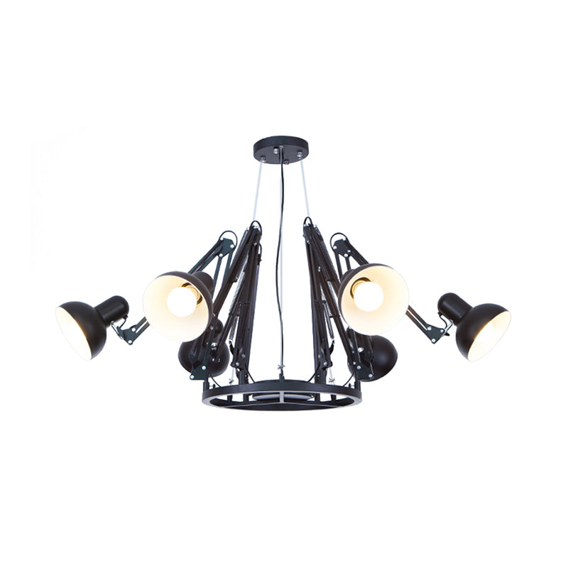 6-Lichtkuppel-Anhängerbeleuchtung mit Spinnen Design Retro Schwarz/Weiß-Metall-Kronleuchterleuchte mit einstellbarem Arm