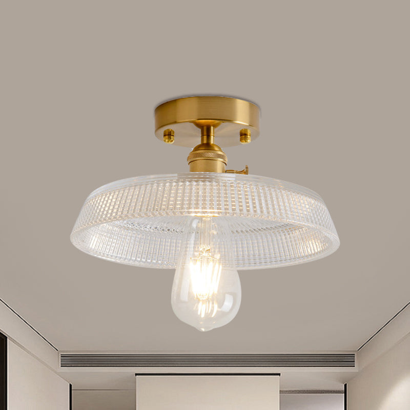 1 luce del soffitto con cupola/fienile/sfumatura ambra/vetro a testura chiara del soggiorno industriale semifulto in ottone