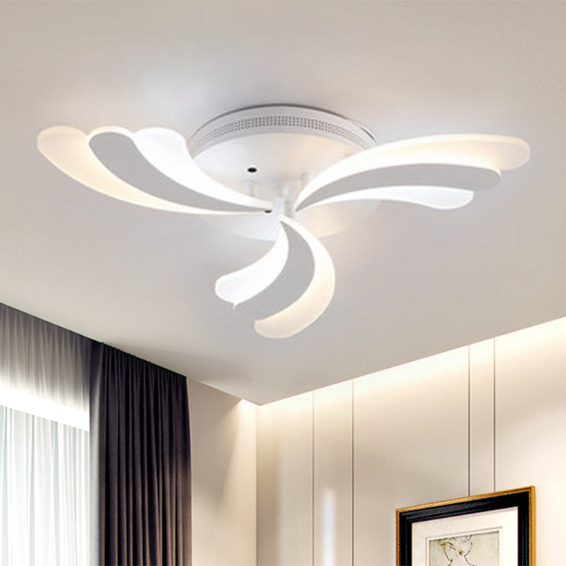 Acrylic Windmill Ceiling Lamp Modern 3/5/9 Lights White Flush Mount Light Fixture in Warm/White/Natural Light