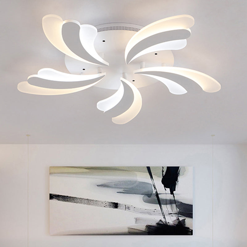 Acrylic Windmill Ceiling Lamp Modern 3/5/9 Lights White Flush Mount Light Fixture in Warm/White/Natural Light